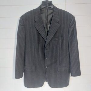 Corneliani Men's Virgin Wool Brown Striped Super 130s Blazer Sz 46L Gray Italy